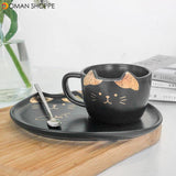 200ML Cat Gold Ceramic Coffee Cup Dish Restaurant With Dish Water Cup Office Cup Tea Cup