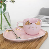 200ML Cat Gold Ceramic Coffee Cup Dish Restaurant With Dish Water Cup Office Cup Tea Cup