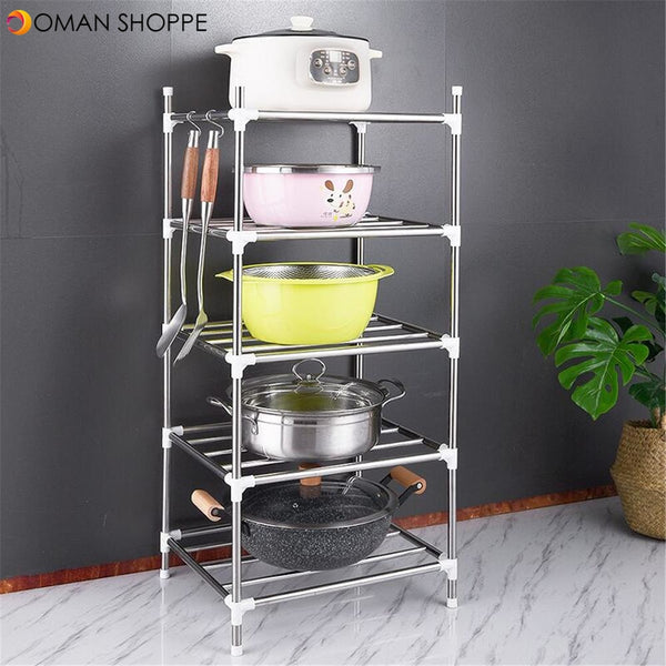 201 Stainless Steel 5 layers Landing Storage Rack for Home Kitchen Shelf Arrangement Tool