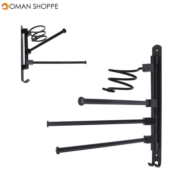 2/3-Arm Bath Towel Rod Rack Holder Wall Mounted Organizer Bathroom Kitchen Storage Rack