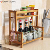 2/3 Tier Spice Herbs Jars Rack Holders Stand Natural Bamboo Wood Wall Mounted Storage for Kitchen Counter