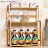 2/3 Tier Spice Herbs Jars Rack Holders Stand Natural Bamboo Wood Wall Mounted Storage for Kitchen Counter