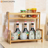 2/3 Tier Spice Herbs Jars Rack Holders Stand Natural Bamboo Wood Wall Mounted Storage for Kitchen Counter