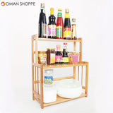 2/3 Tier Spice Herbs Jars Rack Holders Stand Natural Bamboo Wood Wall Mounted Storage for Kitchen Counter