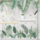 24 styles Green Leaves Wall Stickers for Bedroom Living room Dining room Kitchen Kids room DIY Vinyl Wall Decals Door Murals