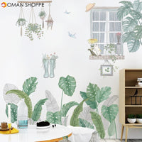 24 styles Green Leaves Wall Stickers for Bedroom Living room Dining room Kitchen Kids room DIY Vinyl Wall Decals Door Murals