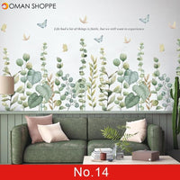 24 styles Green Leaves Wall Stickers for Bedroom Living room Dining room Kitchen Kids room DIY Vinyl Wall Decals Door Murals