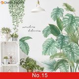 24 styles Green Leaves Wall Stickers for Bedroom Living room Dining room Kitchen Kids room DIY Vinyl Wall Decals Door Murals