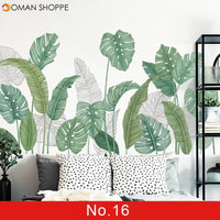 24 styles Green Leaves Wall Stickers for Bedroom Living room Dining room Kitchen Kids room DIY Vinyl Wall Decals Door Murals