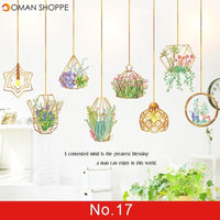 24 styles Green Leaves Wall Stickers for Bedroom Living room Dining room Kitchen Kids room DIY Vinyl Wall Decals Door Murals