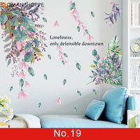 24 styles Green Leaves Wall Stickers for Bedroom Living room Dining room Kitchen Kids room DIY Vinyl Wall Decals Door Murals