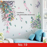 24 styles Green Leaves Wall Stickers for Bedroom Living room Dining room Kitchen Kids room DIY Vinyl Wall Decals Door Murals