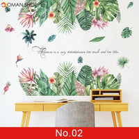 24 styles Green Leaves Wall Stickers for Bedroom Living room Dining room Kitchen Kids room DIY Vinyl Wall Decals Door Murals