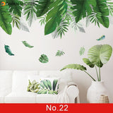 24 styles Green Leaves Wall Stickers for Bedroom Living room Dining room Kitchen Kids room DIY Vinyl Wall Decals Door Murals