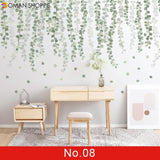 24 styles Green Leaves Wall Stickers for Bedroom Living room Dining room Kitchen Kids room DIY Vinyl Wall Decals Door Murals