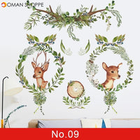 24 styles Green Leaves Wall Stickers for Bedroom Living room Dining room Kitchen Kids room DIY Vinyl Wall Decals Door Murals