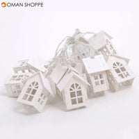 2M 10LEDs Holiday String Light Garland Wood House LED Lamp Christmas Novelty Room Wedding Party Decoration