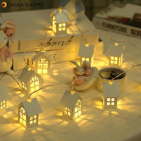 2M 10LEDs Holiday String Light Garland Wood House LED Lamp Christmas Novelty Room Wedding Party Decoration