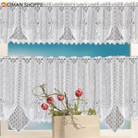 2PCS Lace Coffee Cafe Window Tier Curtains Kitchen Dining Room Home Decor Set