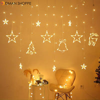 3.5M 220V LED Moon Star Lamp Christmas Garland String Lights Fairy Curtain Light For New Year Party Bar Wedding Holiday Decor