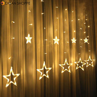 3.5M 220V LED Moon Star Lamp Christmas Garland String Lights Fairy Curtain Light For New Year Party Bar Wedding Holiday Decor