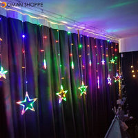 3.5M 220V LED Moon Star Lamp Christmas Garland String Lights Fairy Curtain Light For New Year Party Bar Wedding Holiday Decor