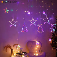 3.5M 220V LED Moon Star Lamp Christmas Garland String Lights Fairy Curtain Light For New Year Party Bar Wedding Holiday Decor