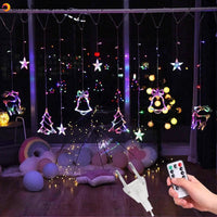 3.5M 220V LED Moon Star Lamp Christmas Garland String lights Fairy Curtain light Outdoor For Holiday Wedding  Party Decoration