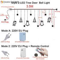 3.5M 220V LED Moon Star Lamp Christmas Garland String lights Fairy Curtain light Outdoor For Holiday Wedding  Party Decoration