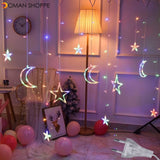 3.5M 220V LED Moon Star Lamp Christmas Garland String lights Fairy Curtain light Outdoor For Holiday Wedding  Party Decoration