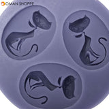 3 Cats Silicone Mold Fondant Cake Mould Decorating Tool