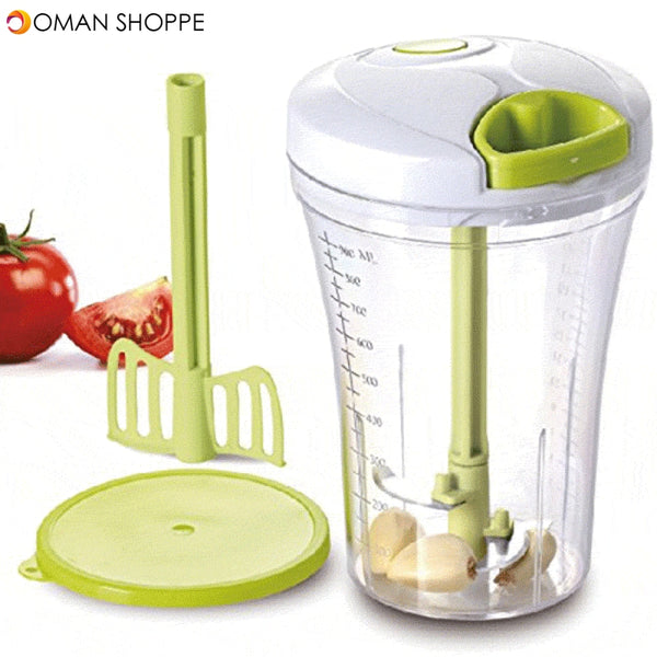 3 In 1 Multi-function Handheld Vegetable Chopper Mincer Blender Measuring Container Salad Food Tool 