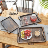 3-piece Set Paulownia Wood Serving Tray Tea Tray Food Tray Rectangular Solid Wood Chinese Gongfu Tea Set Tray