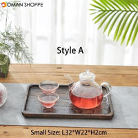 3-piece Set Paulownia Wood Serving Tray Tea Tray Food Tray Rectangular Solid Wood Chinese Gongfu Tea Set Tray