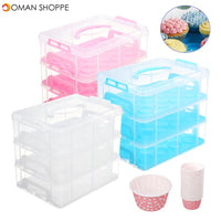 3 Tier 36PCS Locking Cupcake Holder Carrier Container Kitchen Storage Container