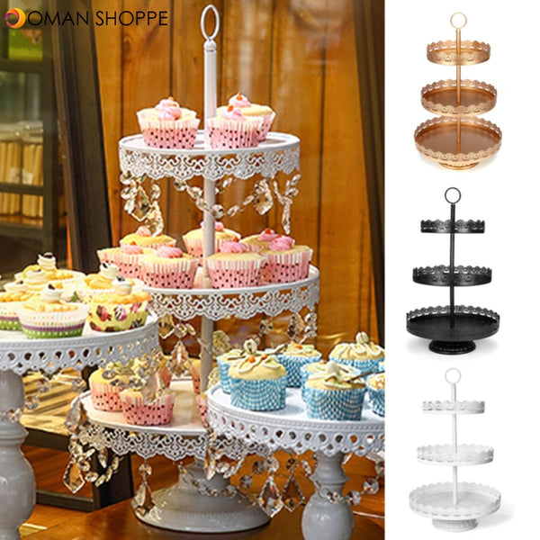 3-Tier Cupcake Stand Metal Cake Dessert Wedding Event Party Display Tower Plate Decorations