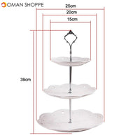 3 Tiers Round Serving Tray Platters Dessert Cake Plate Stand Holder Metal Rod Pad For Wedding Party Dinners Birthday Rack Tool