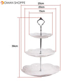 3 Tiers Round Serving Tray Platters Dessert Cake Plate Stand Holder Metal Rod Pad For Wedding Party Dinners Birthday Rack Tool