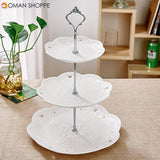 3 Tiers Round Serving Tray Platters Dessert Cake Plate Stand Holder Metal Rod Pad For Wedding Party Dinners Birthday Rack Tool