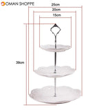 3 Tiers Round Serving Tray Platters Dessert Cake Plate Stand Holder Metal Rod Pad For Wedding Party Dinners Birthday Rack Tool