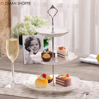 3 Tiers Round Serving Tray Platters Dessert Cake Plate Stand Holder Metal Rod Pad For Wedding Party Dinners Birthday Rack Tool