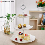 3 Tiers Round Serving Tray Platters Dessert Cake Plate Stand Holder Metal Rod Pad For Wedding Party Dinners Birthday Rack Tool