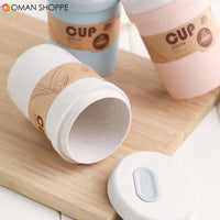 300 ml Healthy Material Wheat Straw Sealed Soup Cup With Lid Water Breakfast Portable Travel Milk Cup Microwave Dinnerware Food