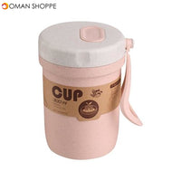 300 ml Healthy Material Wheat Straw Sealed Soup Cup With Lid Water Breakfast Portable Travel Milk Cup Microwave Dinnerware Food