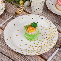 300Pcs Disposable Paper Dinner Dessert Plates Cups Napkins Balloons Straws Set