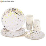 300Pcs Disposable Paper Dinner Dessert Plates Cups Napkins Balloons Straws Set