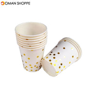 300Pcs Disposable Paper Dinner Dessert Plates Cups Napkins Balloons Straws Set