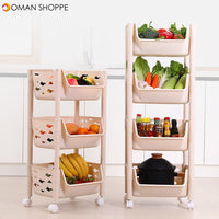 3/4 Tier Kitchen Vegetables Storage Trolley Cart Shelf Wheels Room Rack Stand