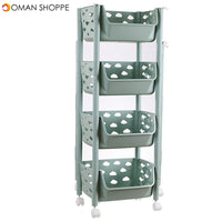 3/4 Tier Kitchen Vegetables Storage Trolley Cart Shelf Wheels Room Rack Stand