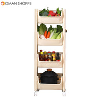 3/4 Tier Kitchen Vegetables Storage Trolley Cart Shelf Wheels Room Rack Stand